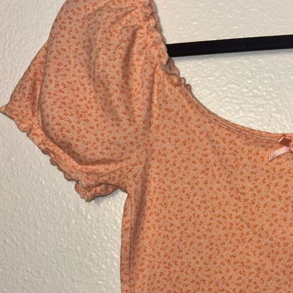American Eagle Orange Floral Top woman's size small off the shoulder - Picture 8 of 16